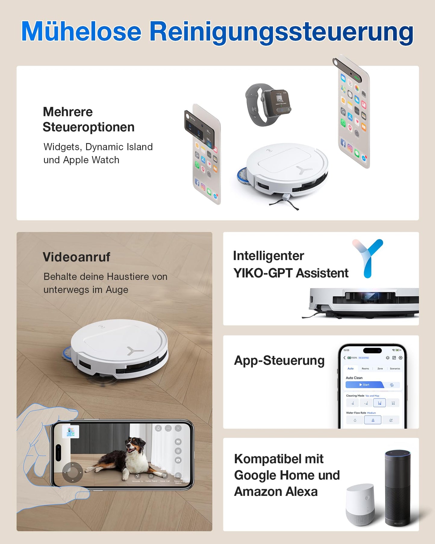 ECOVACS ECOVACS DEEBOT T50 PRO Omni Gen2 Saugroboter mit Wischfunktion, 21.000 Pa